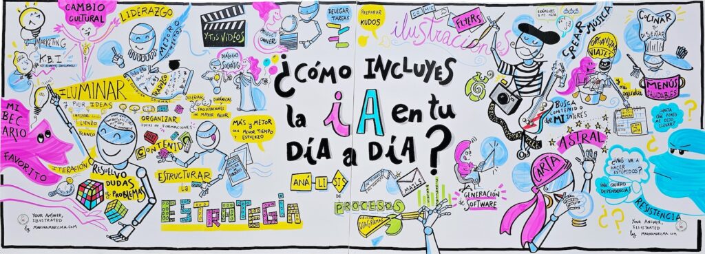 dibujo a rotulador en directo en evento de inteligencia artificial