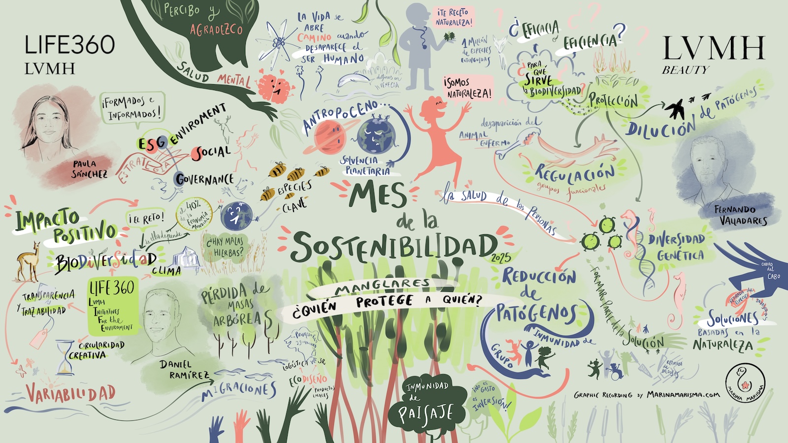 dibujo realizado en directo durante charla de sostenibilidad en un webinar de lvmh