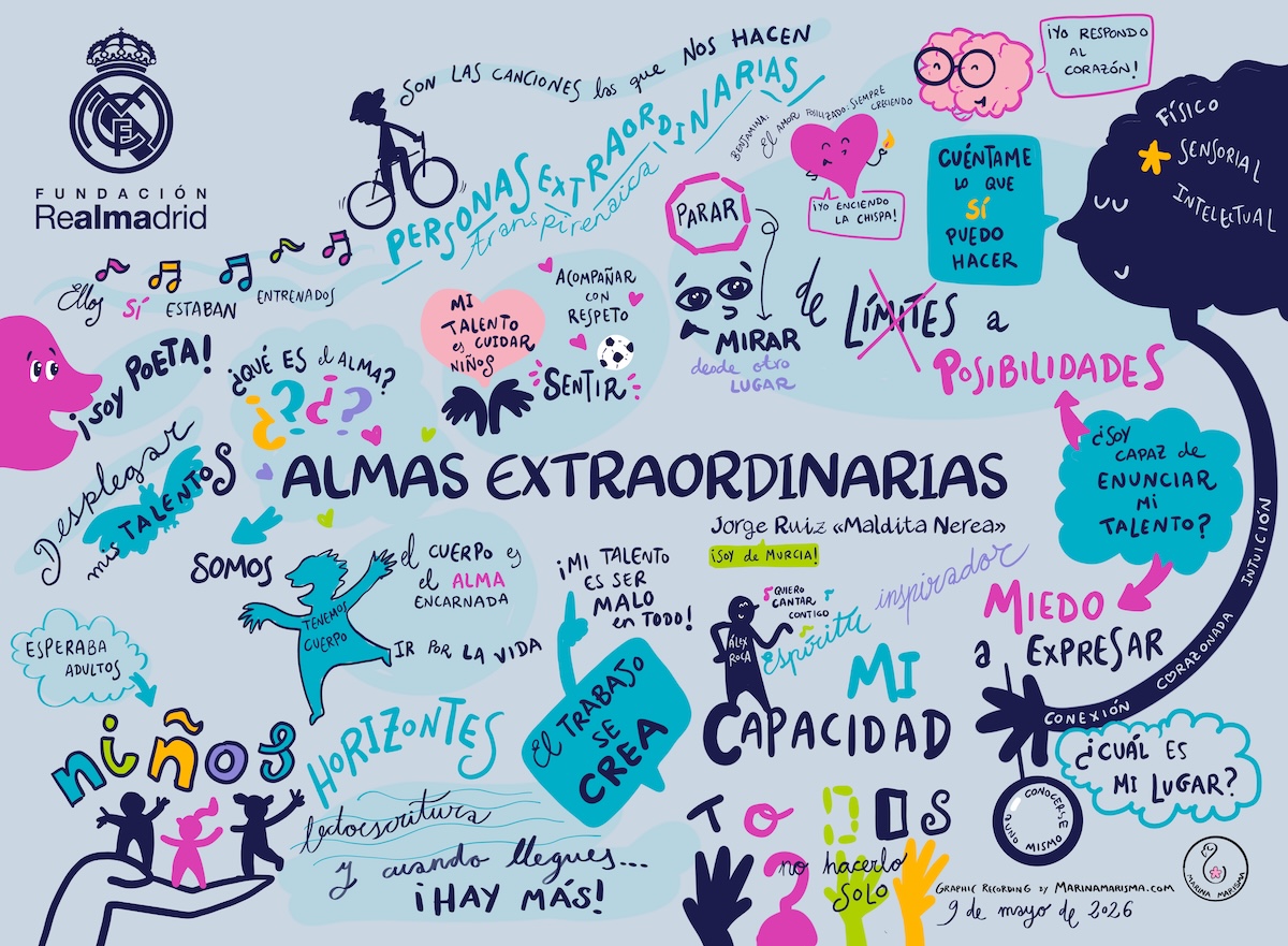 Relatoría gráfica Almas extraordinarias sobre talento, emociones y distintas formas de sentir y expresarse.